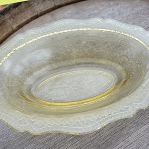Hazel-Atlas Depression Glass oval bowl. Florentine design